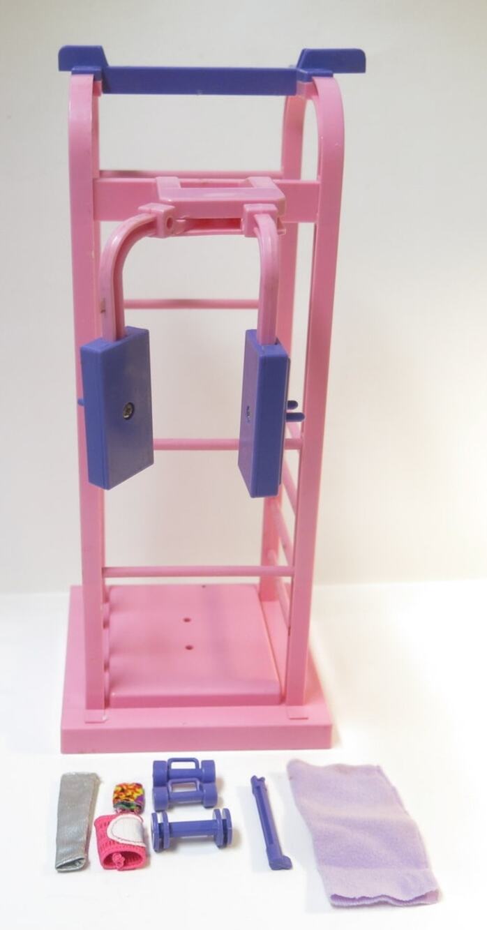 VINTAGE 1984 Barbie Work Out Center Gym Weights Towel Parts Not Complete Retro